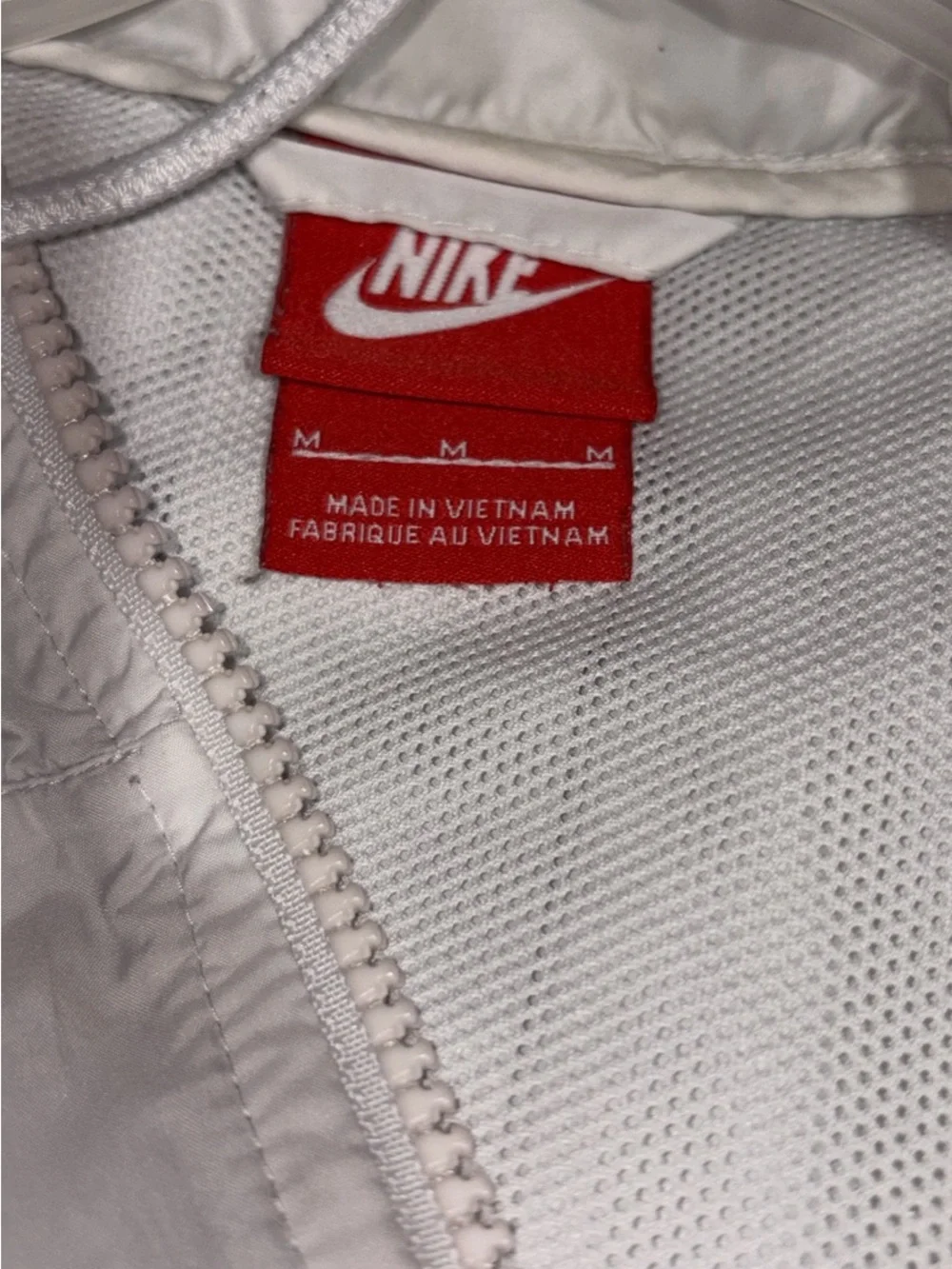 Nike Two-Tone White and Gray Hooded Bomber Jacket